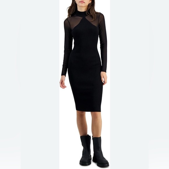 Almost Famous Dresses & Skirts - Almost Famous Womens Long Sleeve Ribbed Bodycon Midi Dress